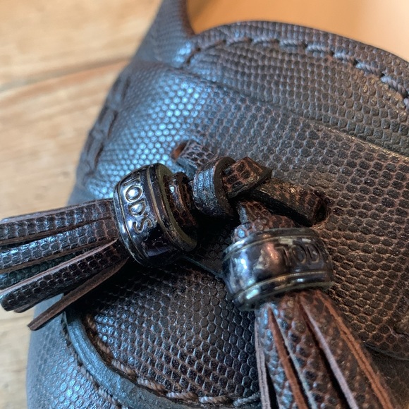 Tod’s Leather Driving Moc Tassel Ballerina Loafer  Flat Snake texture - Picture 5 of 9